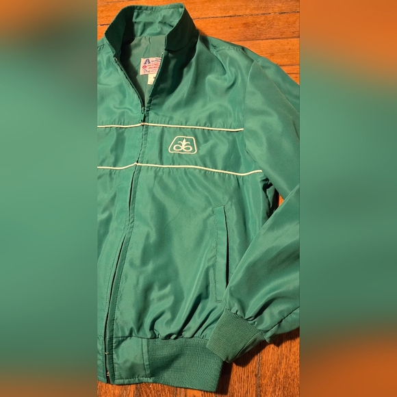 VTG 70s/80s Avon Sportwear Pioneer Seeds Green Nylon Bomber Jacket M - Picture 2 of 9